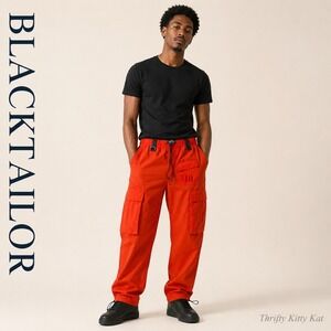 Blacktailor Cargo Parachute Pants Buckle Drawstring Bright Orange Techwear L